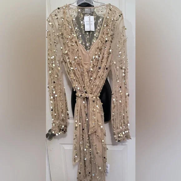 NWT asos Elegant Gold Sequin Dress size 16 - Picture 6 of 7